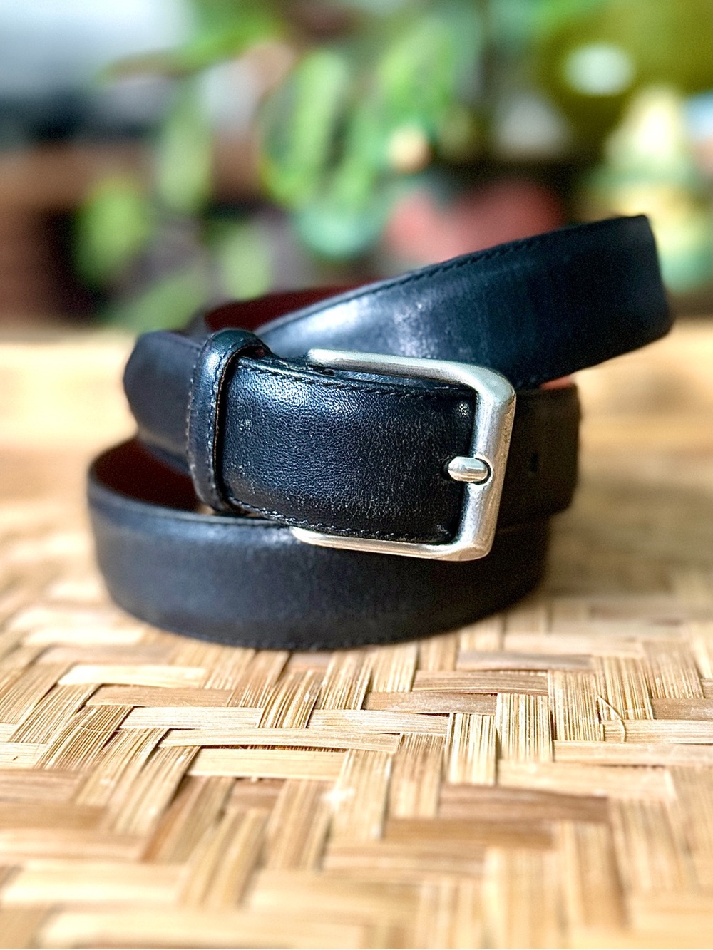 Vintage Coach Leather Belt Black Tan 36 5951